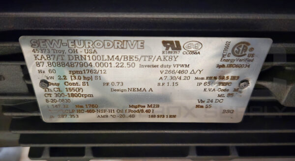 NEW SEW EURODRIVE KA87/T DRN100LM4/BE5/TF/AK8Y GEARMOTOR 87.8088487904.001.22.50 - Image 8