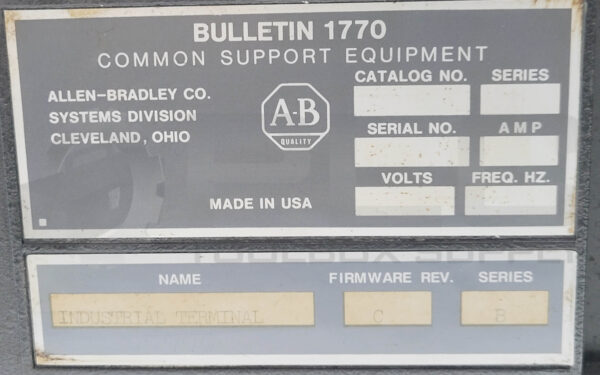 ALLEN BRADLEY BULLETIN 1770 INDUSTRIAL TERMINAL SERIES B W/ 1770-FL KEYBOARD - Image 7