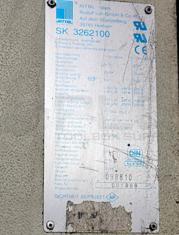 RITTAL SK 3262100 ENCLOSURE COOLER SIDE MOUNT 115V 60HZ 5.1/6.0A 65DB - Image 4