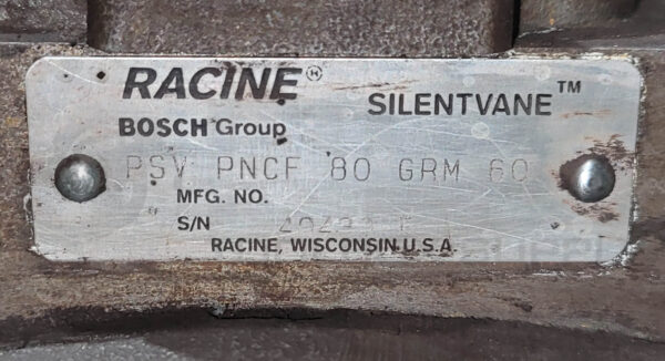 RACINE PSV PNCF 80 GRM 60 HYDRAULIC PUMP SILENTVANE W/ MOUNTING FRAME - Image 5