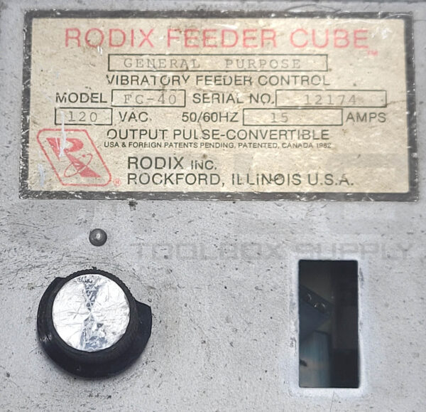 RODIX FC-40 FEEDER CUBE 21665 121-880 120VAC 50/60HZ 15A PARTS - Image 5