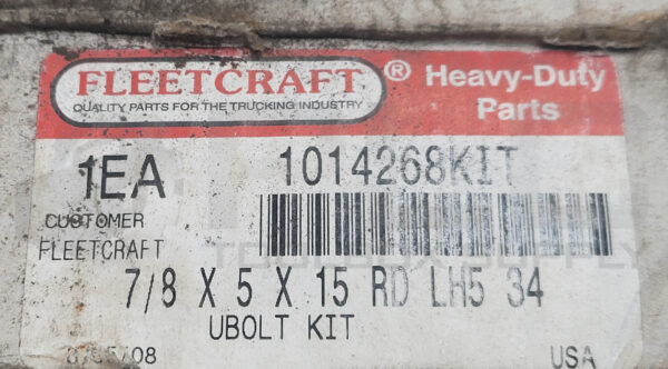 NEW FLEETCRAFT 1014268KIT U-BOLT KIT 7/8x5x15RDLH534 - Image 4