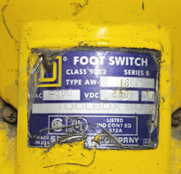 SQUARE D 9002 AW-18 /B FOOT SWITCH CLASS 9002 300VAC 250VDC - Image 6