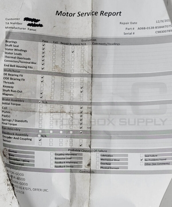 REPAIRED FANUC A06B-0128-B584#7000 AC SERVO MOTOR W/ LIQUID RESISTANT COATING - Image 6