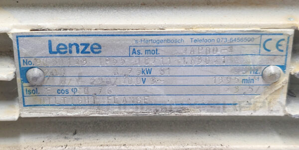 LENZE 9050143 IP55 IC411 IM3041 GEARMOTOR W/ 12.602.12.1.2 GEARBOX MISSING PARTS - Image 8