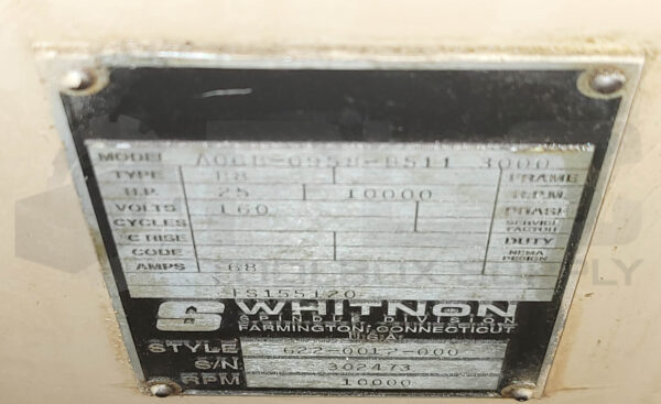 NEW WHITNON 622-0012-000 SPINDLE MOTOR 10000RPM A06B-0958-B511 3000 TYPE B8 25HP - Image 6