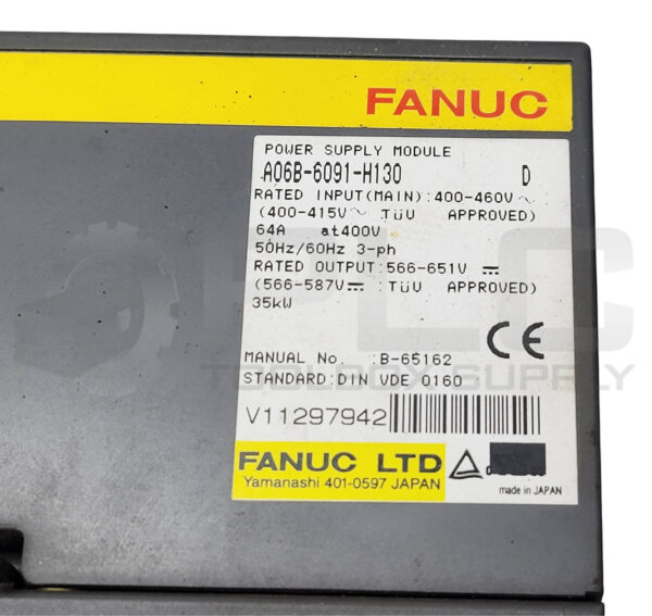 FANUC A06B-6091-H130 /D POWER SUPPLY MODULE 400-460V 64A 50/60HZ 3PH 35KW - Image 8