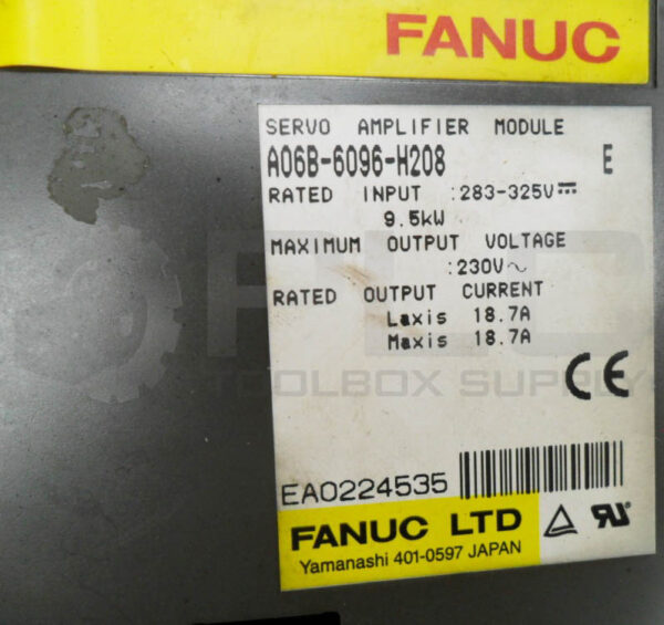 FANUC A06B-6096-H208 /E SERVO AMPLIFIER MODULE 283-325V - Image 6