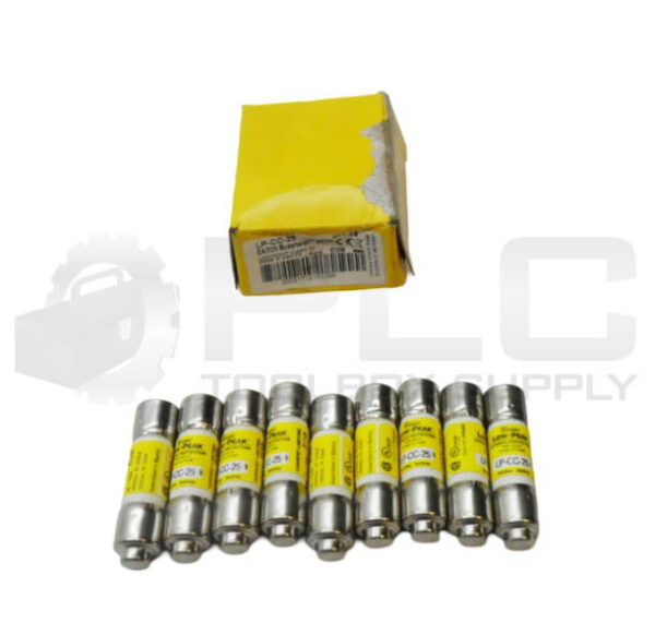 NEW BOX OF 9 BUSSMANN LP-CC-25 LOW PEAK FUSE 25A 600VAC *READ*