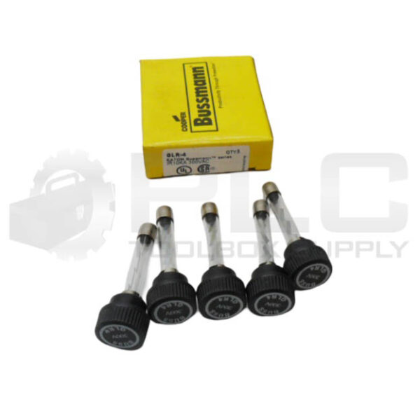 NEW BOX OF 5 BUSSMANN GLR-4 GLASS FUSE 4A GLR4