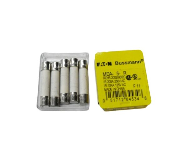 NEW BOX OF 5 EATON BUSSMANN MDA-5-R FUSE 5A 250VAC