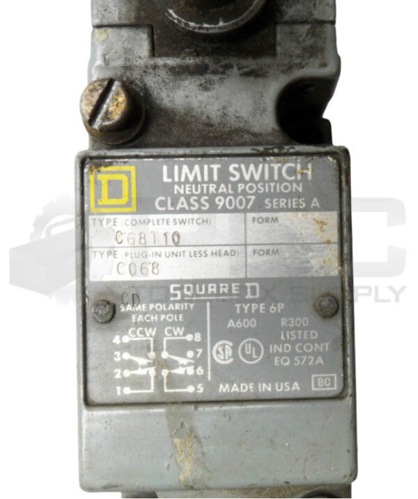 SQUARE D 9007 C68T10 /A LIMIT SWITCH W/ 9007 CT-62 RECEPTACLE W/ 9007 T10 HEAD - Image 7