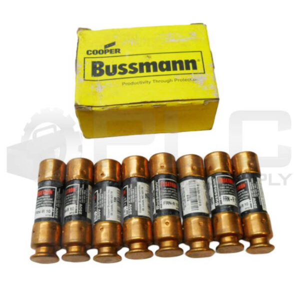 NEW BOX OF 8 BUSSMANN FRN-R-10 DUAL ELEMENT FUSE 10A 250VAC *READ*