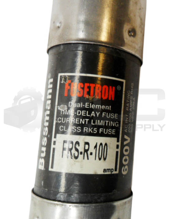 LOT OF 2 BUSSMANN FRS-R-100 TIME DELAY DUAL ELEMENT FUSE 100A 600VAC ...