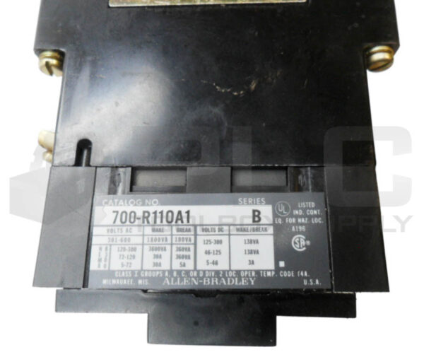 ALLEN BRADLEY 700-R110A1 /B ELECTRICALLY HELD RELAY W/ 77AB86 COIL 110-120 - Image 6