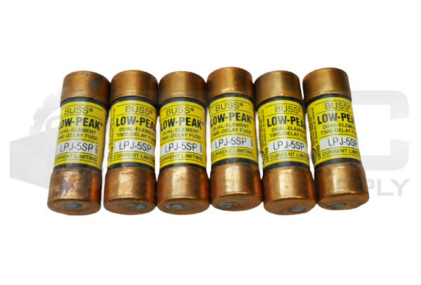 LOT OF 6 BUSSMANN LPJ-5SP LOW PEAK FUSE 5A 600V AC/DC