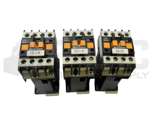 LOT OF 3 TELEMECANIQUE CA3DN31 CONTACTOR 10A 600VAC W/ BD COIL 24V