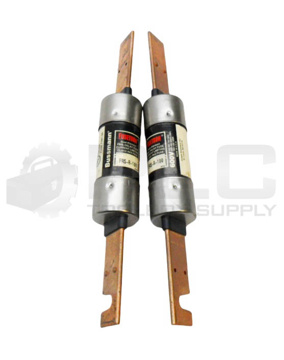 LOT OF 2 BUSSMANN FRS-R-100 DUAL ELEMENT TIME DELAY FUSE 100A 600VAC ...