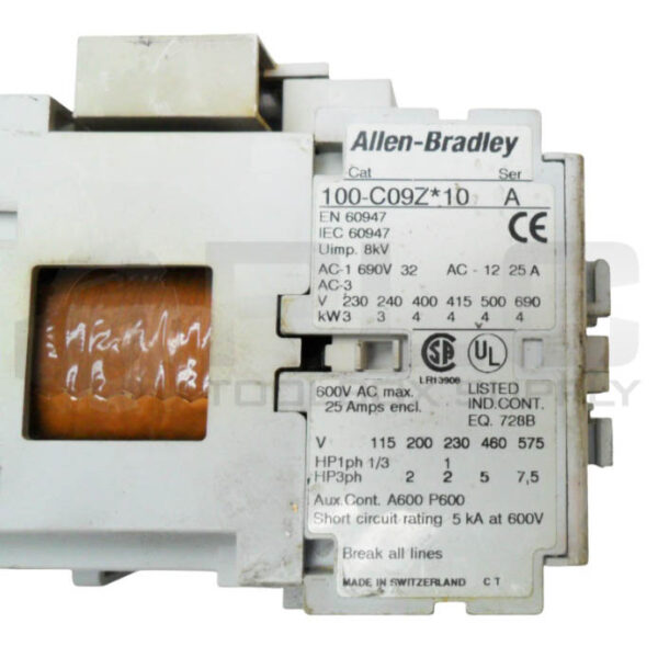LOT OF 3 ALLEN BRADLEY 100-C09Z*10 /A CONTACTOR W/ 100-FSD250 /A SUPPRESSOR - Image 7