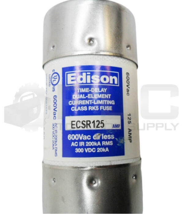 NEW EDISON ECSR125 TIME DELAY FUSE 125A 600VAC - Image 3