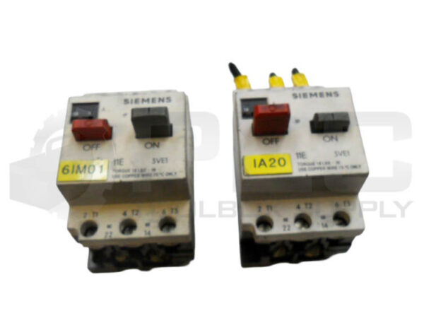 LOT OF 2 SIEMENS 3VE1010-2G CIRCUIT BREAKER 1-1.6A 600VAC