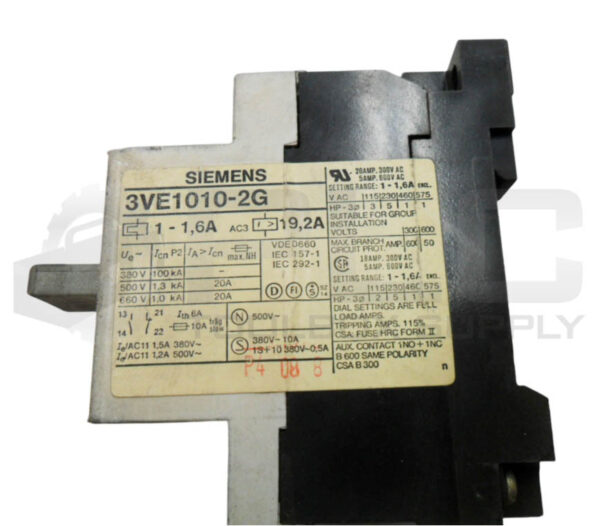 LOT OF 2 SIEMENS 3VE1010-2G CIRCUIT BREAKER 1-1.6A 600VAC - Image 5