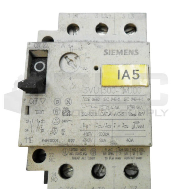 LOT OF 2 SIEMENS 3VU1300-1MJ00 CIRCUIT BREAKER 40A 575VAC 50/60HZ - Image 5
