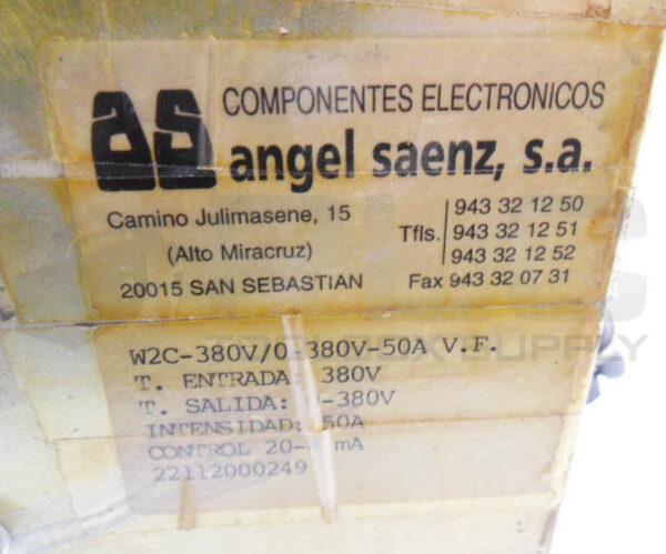 ANGEL SAENZ W2C-380V/0-380V-50A POWER SUPPLY 380V 50A - Image 7
