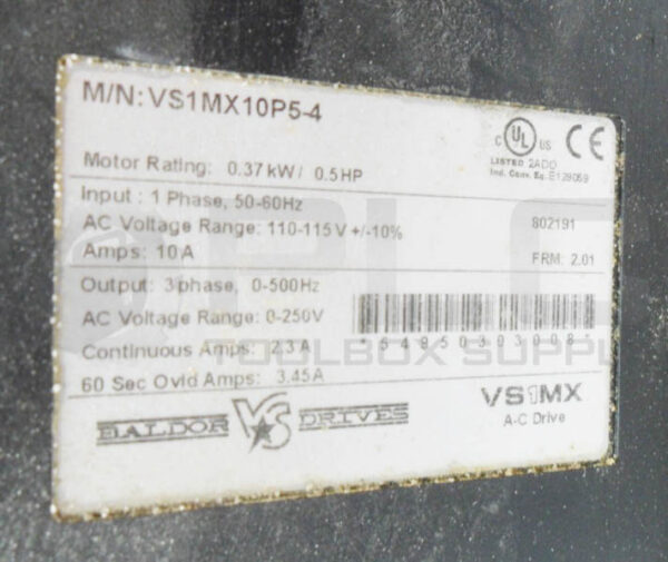 BALDOR VS1MX10P5-4 VS DRIVE 1PH 50/60HZ 110-115V 10A - Image 6