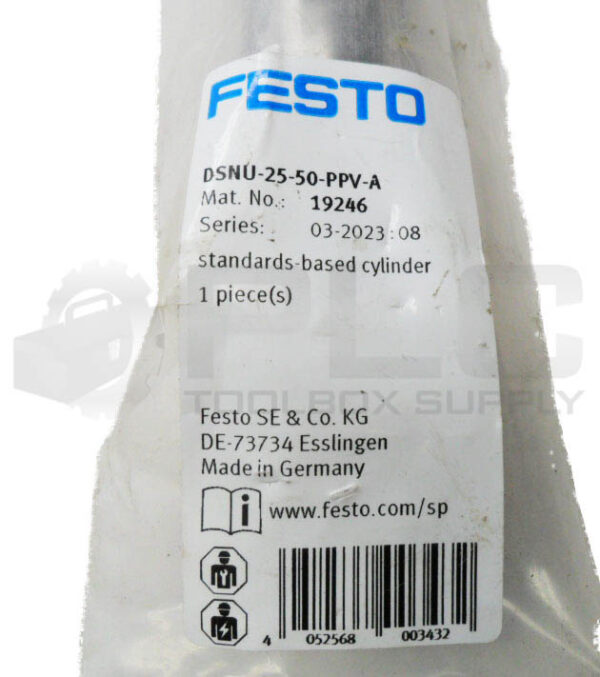 SEALED NEW FESTO DSNU-25-50-PPV-A STANDARD CYLINDER 19246 - Image 4