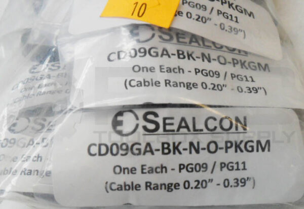 SEALED NEW BAG OF 10 SEALCON CD09GA-BK-N-O-PKGM CABLE RANG 0.20"-0.39" PG09/PG11 - Image 3
