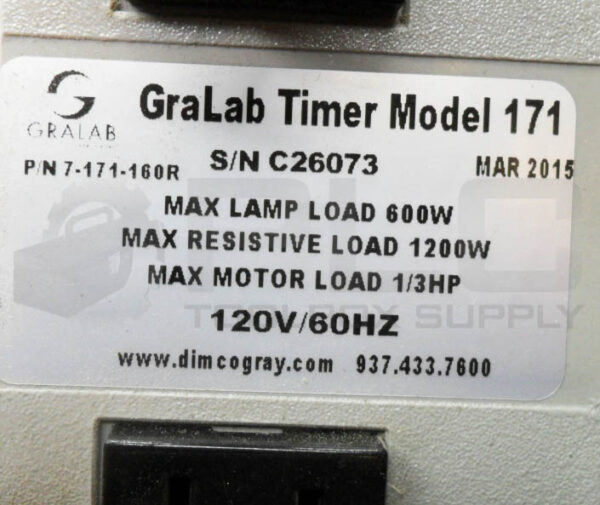 NEW GRALAB 7-171-160R TIMER 600-1200W 1/3HP 120V 60HZ - Image 5
