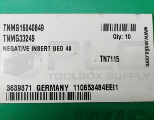 SEALED NEW PACK OF 10 WIDIA TNMG16040849 CARBIDE INSERT - Image 3