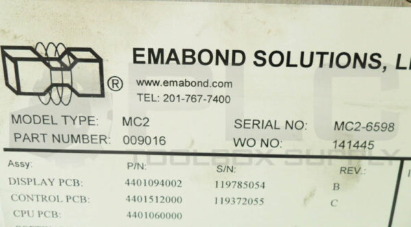EMABOND MC2 SINGLE PHASE WELD POWER SUPPLY 98-125V 198-250V 47-63HZ 1.6A - Image 6