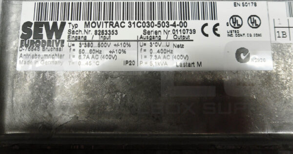 SEW EURODRIVE MOVITRAC 31C030-503-4-00 FREQUENCY INVERTER DRIVE - Image 7
