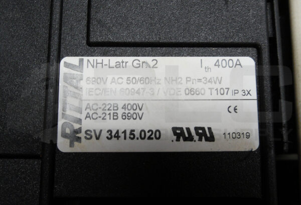 RITTAL NH-LATR GR. 2 FUSE HOLDER 400A SV 3415.020 - Image 6