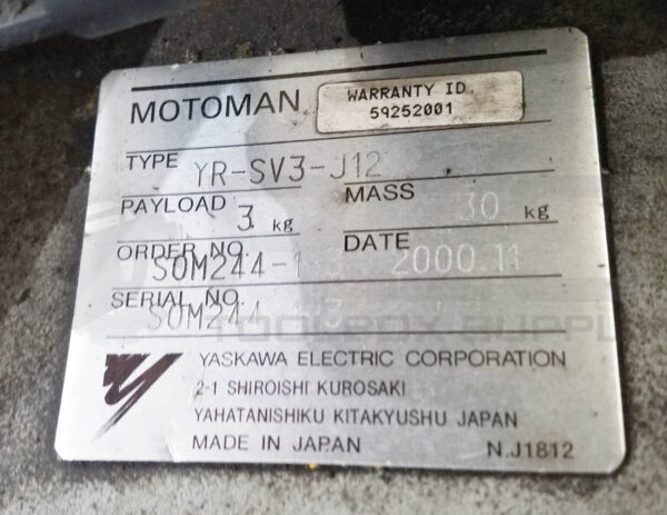 YASKAWA MOTOMAN SUPER SV3X YR-SV3-J12 ROBOT & ERCR-SV3-RB00 CONTROLLER CABINET - Image 8