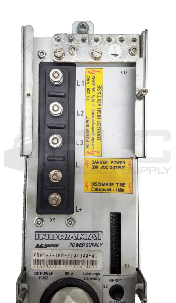INDRAMAT KDV1.3-100-220/300-W1 AC SERVO POWER SUPPLY - Image 4