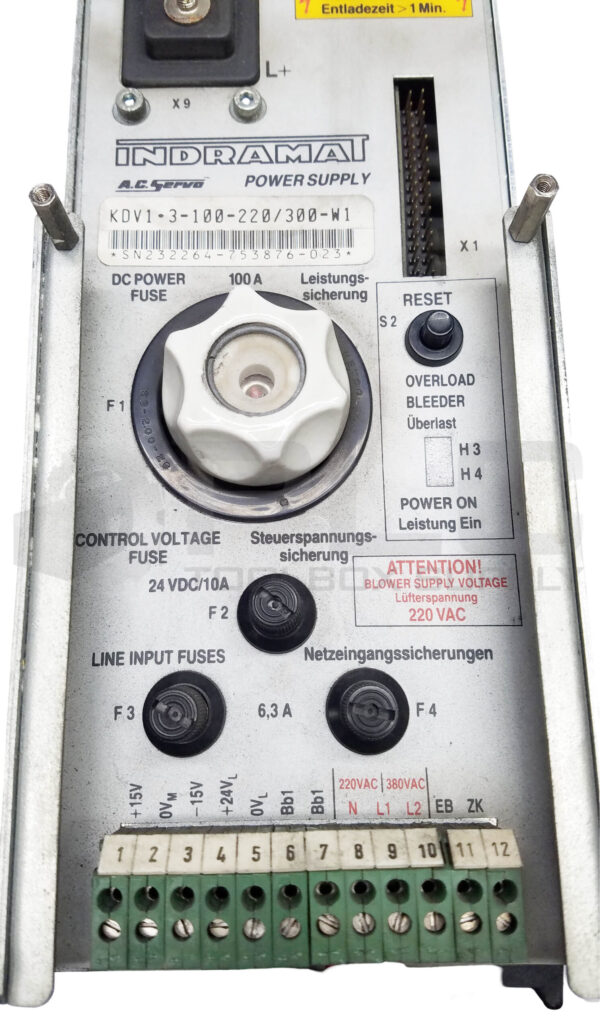 INDRAMAT KDV1.3-100-220/300-W1 AC SERVO POWER SUPPLY - Image 5