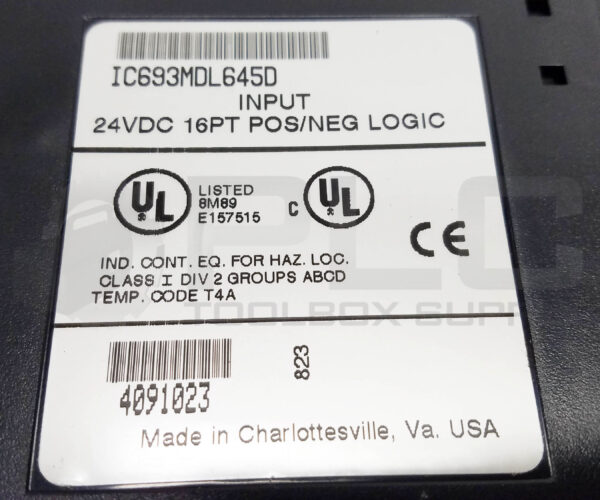 GE FANUC IC693MDL645D INPUT MODULE 7.5MA 24VDC 16PT, 1C693MDL645 - Image 4