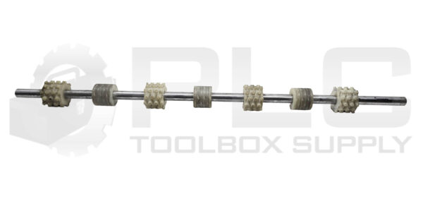 ASHLAND 43.5" SKATE WHEEL CONVEYOR AXEL, ~25.5MM SHAFT DIAMETER