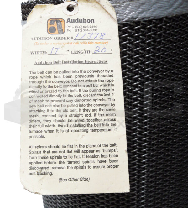 AUDUBON 20' X 17" STAINLESS STEEL WIRE MESH CONVEYOR BELT - Image 3