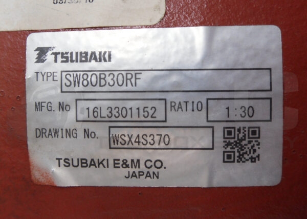 TSUBAKI SW80B30RF GEAR REDUCER RATIO: 1:30 - Image 5