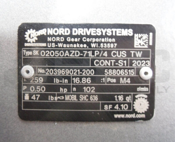 NEW NORD DRIVESYSTEMS SK02050AZD-71LP/4 CUS TW GEAR REDUCER W/ SK71LP/4 CUS TW - Image 9