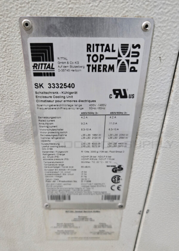 RITTAL SK 3332540 AIR CONDITONING UNIT 3PH 460V 11A *READ* - Image 6