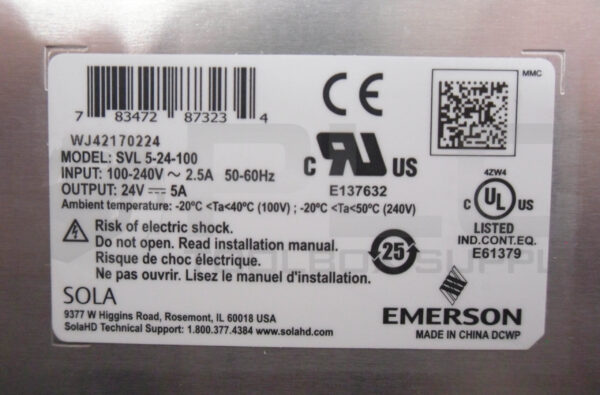 NEW EMERSON SVL 5-24-100 POWER SUPPLY 120W 24V 100-240VAC 5AMP, SVL5-24-100 - Image 5