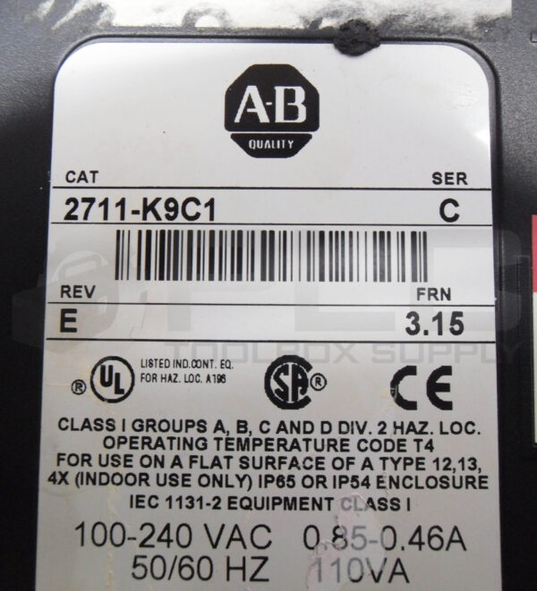 *FOR PARTS* ALLEN BRADLEY 2711-K9C1 /C PANELVIEW 900 COLOR TERMINAL 100-240VAC - Image 6