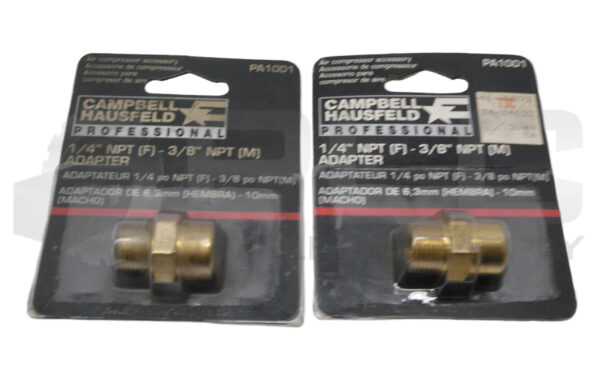 LOT OF 2 NEW SEALED CAMPBELL HAUSFELD PA1001 1/4" FNPT - 3/8" MNPT ADAPTER