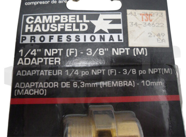 LOT OF 2 NEW SEALED CAMPBELL HAUSFELD PA1001 1/4" FNPT - 3/8" MNPT ADAPTER - Image 5