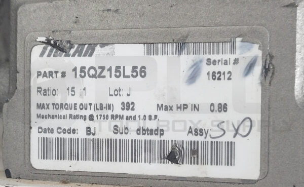 RELIANCE ELECTRIC T56S1004A-KB MOTOR 1/2HP W/ TIGEAR 15QZ15L56 GEAR REDUCER - Image 7